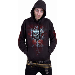 Spiral Pullover Hoodie: Death By Tv (Black) (Back & Sleeve Print)