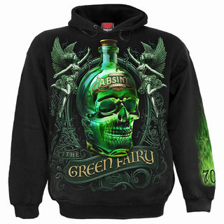 Spiral Pullover Hoodie: The Green Fairy (Black) (Back & Sleeve Print)