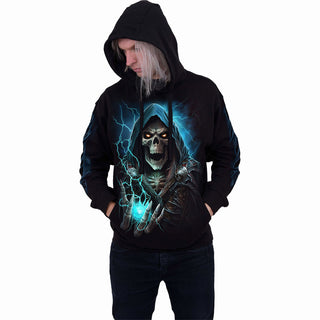 Spiral Pullover Hoodie: Dead Metal (Black) (Back & Sleeve Print)