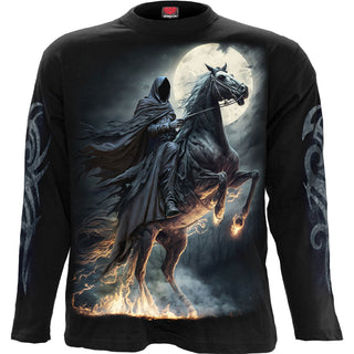 Spiral  Long Sleeve T-Shirt: Shadow Rider (Black) (Back & Sleeve Print)