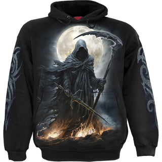 Spiral Pullover Hoodie: Shadow Rider (Black) (Back & Sleeve Print)