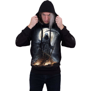 Spiral Pullover Hoodie: Shadow Rider (Black) (Back & Sleeve Print)