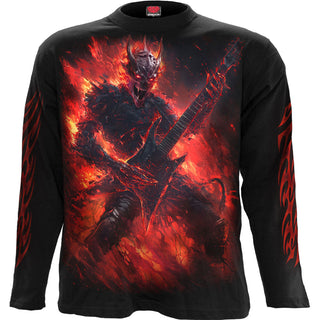 Spiral Long Sleeve T-Shirt: Riff Burner (Black) (Back & Sleeve Print)