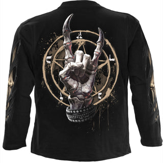 Spiral Long Sleeve T-Shirt: Pure Metal (Black) (Back & Sleeve Print)
