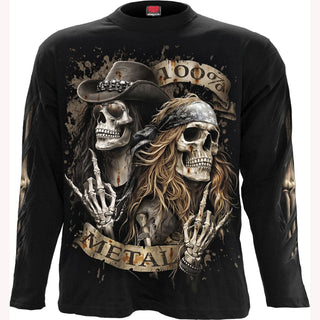 Spiral Long Sleeve T-Shirt: Pure Metal (Black) (Back & Sleeve Print)