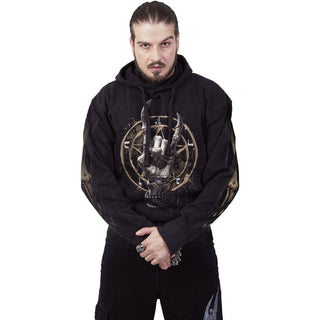 Spiral Pullover Hoodie: Pure Metal (Black) (Back & Sleeve Print)