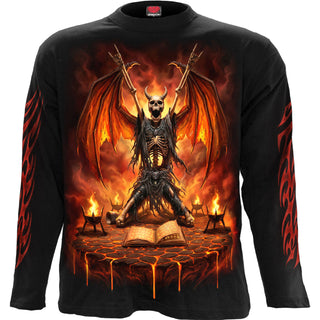 Spiral Long Sleeve T-Shirt: Skeletal Worship (Black) (Back & Sleeve Print)