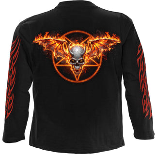 Spiral Long Sleeve T-Shirt: Skeletal Worship (Black) (Back & Sleeve Print)