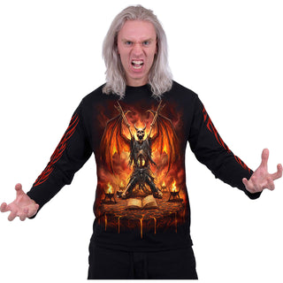 Spiral Long Sleeve T-Shirt: Skeletal Worship (Black) (Back & Sleeve Print)