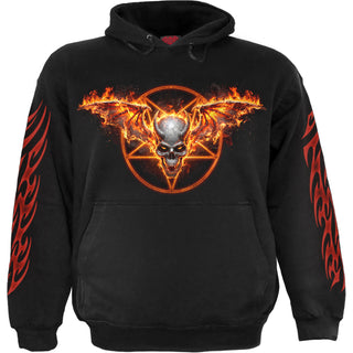 Spiral Pullover Hoodie: Skeletal Worship (Black) (Back & Sleeve Print)