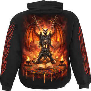 Spiral Pullover Hoodie: Skeletal Worship (Black) (Back & Sleeve Print)