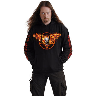 Spiral Pullover Hoodie: Skeletal Worship (Black) (Back & Sleeve Print)