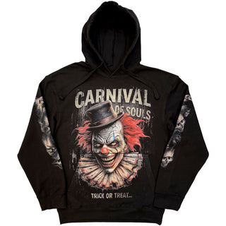 Spiral Pullover Hoodie: Carnival of Souls (Black) (Back & Sleeve Print)