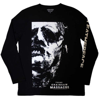 The Texas Chainsaw Massacre Unisex Long Sleeve T-Shirt: Leather Face (Black) (Back Print)