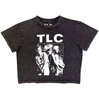 TLC Ladies Stone Wash Crop Top: Mono Group Photo (Charcoal Grey)