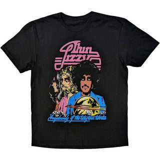 Thin Lizzy Unisex T-Shirt: Vagabonds of the Western World Tracklist (Black) (Back Print)