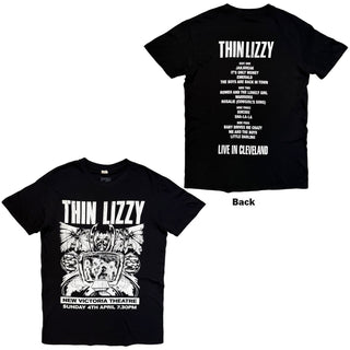 Thin Lizzy T-Shirt: Jailbreak Flyer Cleveland '76 (Black) (Back Print)