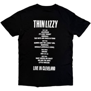 Thin Lizzy T-Shirt: Jailbreak Flyer Cleveland '76 (Black) (Back Print)