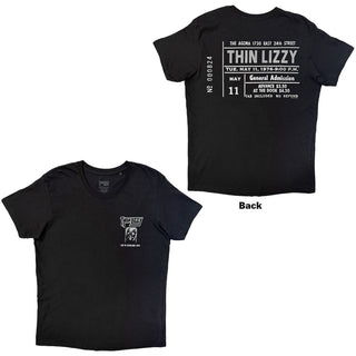 Thin Lizzy T-Shirt: Cleveland '76 Ticket (Black) (Back Print)