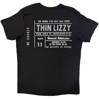 Thin Lizzy T-Shirt: Cleveland '76 Ticket (Black) (Back Print)