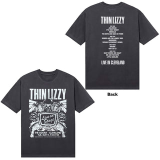 Thin Lizzy T-Shirt: Cleveland '76 Ticket (Black) (Back Print)