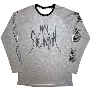 The Nightmare Before Christmas Unisex Long Sleeve T-Shirt: Pumpkin King (Grey) (Back Print & Embellished)