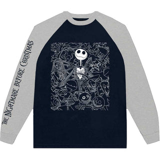 The Nightmare Before Christmas Unisex Raglan T-Shirt: Jack Crowd (Embellished)