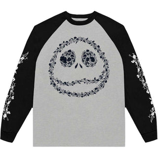 The Nightmare Before Christmas Unisex Raglan T-Shirt: Floral Jack (Embellished)