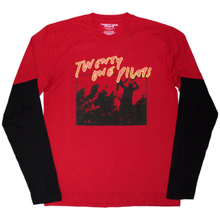 Twenty One Pilots Layered Long Sleeve T-Shirt: Live Scribble (Red & Black)