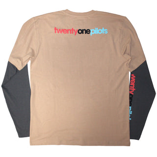 Twenty One Pilots Unisex Layered Long Sleeve T-Shirt: Vessel (Grey & Sand)