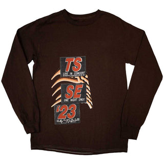 Travis Scott Unisex Long Sleeve T-Shirt: Summer Run 2023 Stockholm (Brown) (Back Print & Ex-Tour)