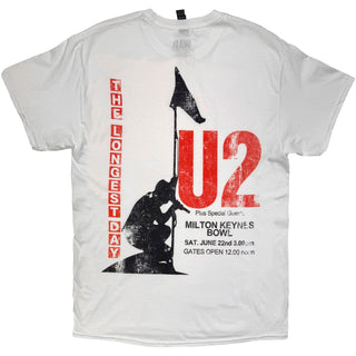 U2 T-Shirt: The Longest Day (White) (Back Print)