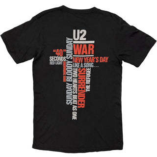 U2 T-Shirt: War Guitars & Red Flag (Black) (Back Print)