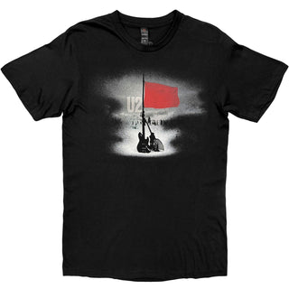 U2 T-Shirt: War Guitars & Red Flag (Black) (Back Print)