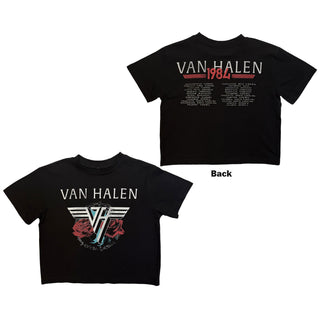Van Halen Ladies Crop Top: '84 Tour (Black) (Back Print)