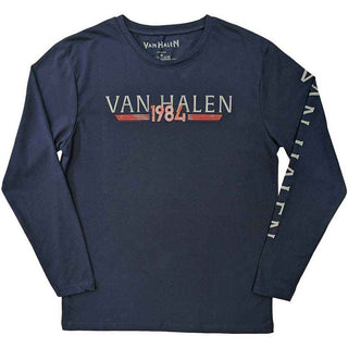 Van Halen Unisex Long Sleeve T-Shirt: 84 Tour (Navy Blue) (Back & Sleeve Print)