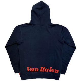 Van Halen Unplugged Pullover Hoodie: Pinup Motorcycle (Navy Blue) (Back Print)