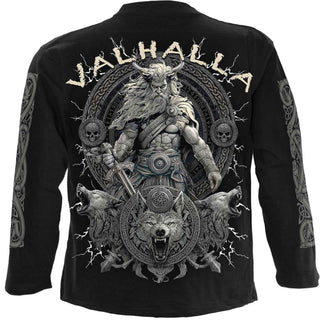 Spiral Long Sleeve T-Shirt: Valhalla (Black) (Back & Sleeve Print)