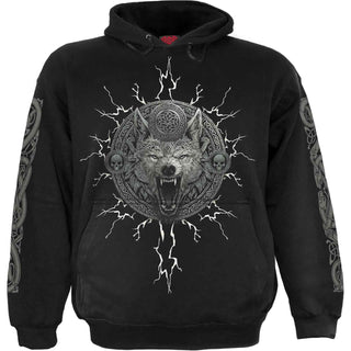 Spiral Pullover Hoodie: Valhalla (Black) (Back & Sleeve Print)