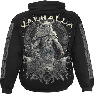 Spiral Pullover Hoodie: Valhalla (Black) (Back & Sleeve Print)