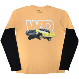 War Unisex Layered Long Sleeve T-Shirt: Car (Sand & Black) (Back Print)