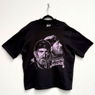 Willie Nelson Oversized T-Shirt: Purple Graphic (Black)