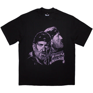 Willie Nelson Oversized T-Shirt: Purple Graphic (Black)