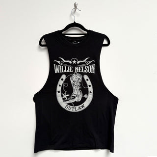 Willie Nelson Vest T-Shirt: Outlaw (Black)