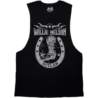 Willie Nelson Unisex Vest T-Shirt: Outlaw (Black)