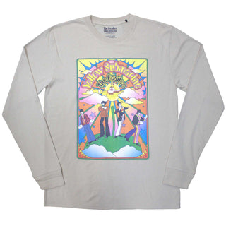The Beatles Unisex Long Sleeve T-Shirt: Yellow Submarine Tracklist (Sand) (Back Print)