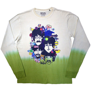 The Beatles Unisex Long Sleeve T-Shirt: Yellow Submarine Heads Collage (Wash Collection)