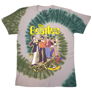 The Beatles Unisex T-Shirt: Yellow Submarine Band In Line (Wash Collection)