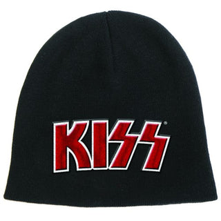 KISS Unisex Beanie Hat: Red on White Logo