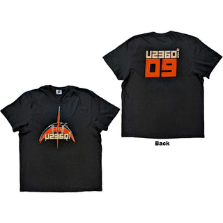 U2 Unisex T-Shirt: 360 Degree Tour 2009 Orange Logo (Back Print & Ex-Tour)